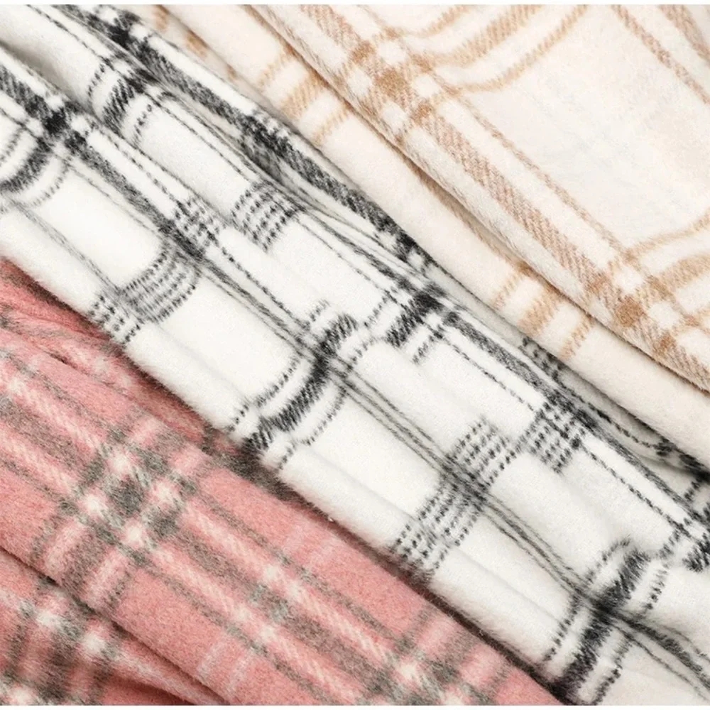 #30 tan cream plaid soft button down flannel long sleeve top light shacket - Picture 7 of 7